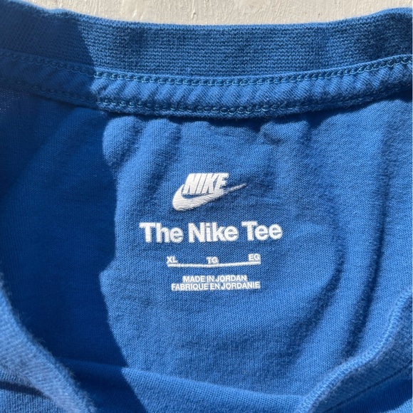 Men's Nike T-Shirt Blue All-Over Spell XL Swish Logo Streetwear City Sports - Picture 3 of 15